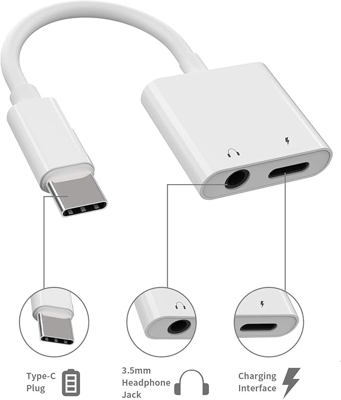 2Pack iPhone 16 15 Headphone Adapter, 2 in 1 USB C to 3.5mm Aux Audio Dongle - Image 4