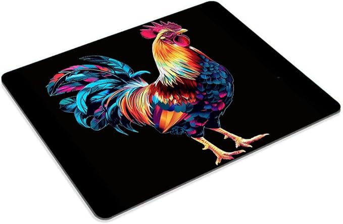 Square Mouse Pad Colorful Rooster-1, Gaming Mouse Pads - Image 2
