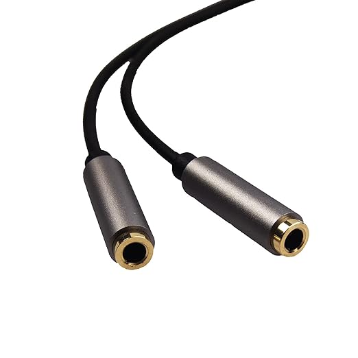 REXUS Grey 3.5mm Y Splitter Stereo Audio Cable 4-Pole Male to 2 Female - Image 4