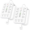 2 Pack 5 FT Flat Plug Surge Protector Power Strip, 11 Multiple AC Outlets by Unknown