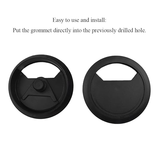 HAHIYO 2Pcs 2.4Inch/60mm Black ABS Plastic Sector-Shaped Desk Grommet Wire - Image 5
