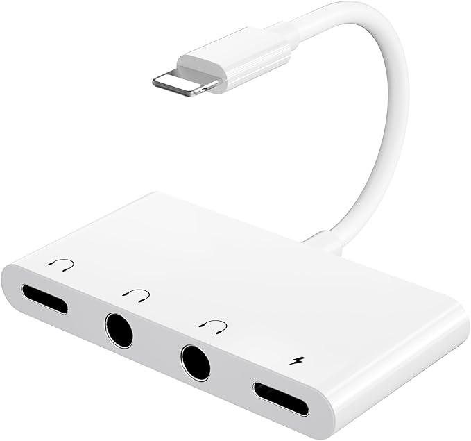 4 in 1 Headphone Splitter, iPhone Headphone Adapter + Dual 3.5mm Headphone Jack by Unitrox