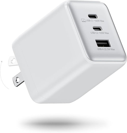 100W USB C Charger Block, 3-Port Compact Foldable Power Adapter USB Wall Charger by wegear