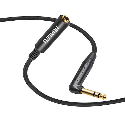 HUAELU 2Pack 3.3FT Right Angle 6.35mm TRS Stereo Male to Female Audio Cable - Image 5