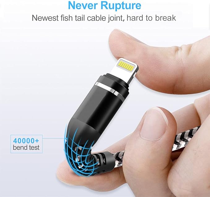 10 FT iPhone Charger Cable 3Pack Long Durable Nylon Braided USB Lightning Fast - Image 5