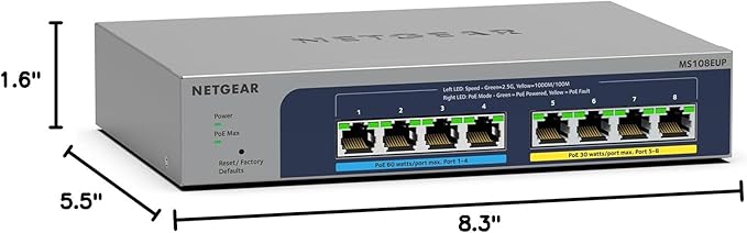 NETGEAR 8-Port Ultra60 PoE Multi-Gigabit Ethernet Easy Smart Managed Switch - Image 7