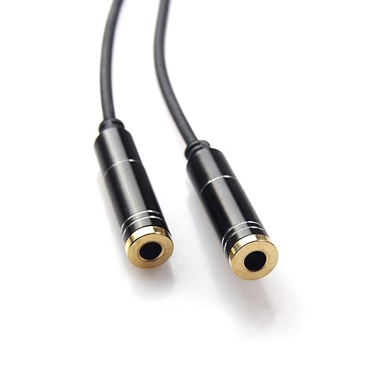 REXUS Black 3.5mm Y Splitter Stereo Audio Cable 4-Pole Male to 2 Female - Image 5