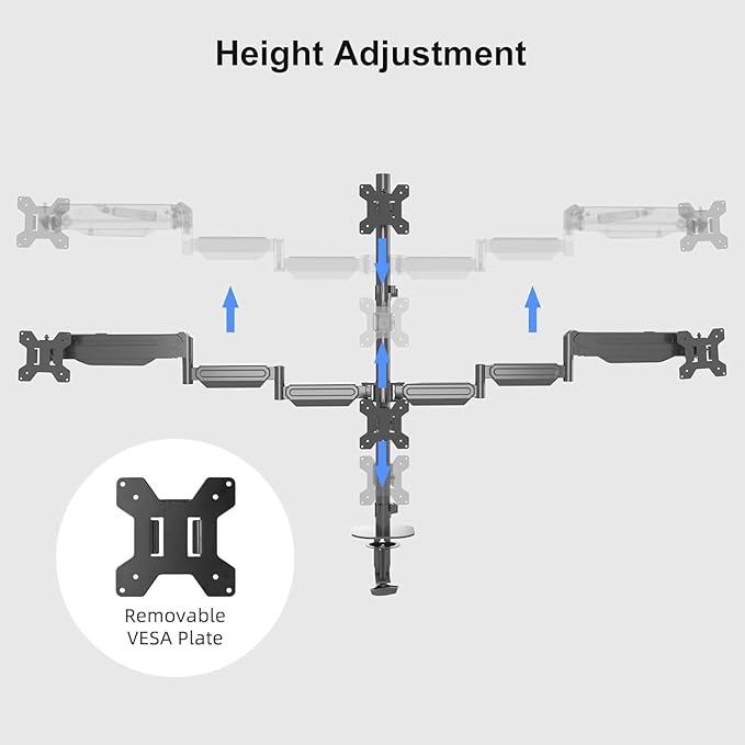 Pholiten Quad 4 Monitor Arm Desk Mount - Image 4