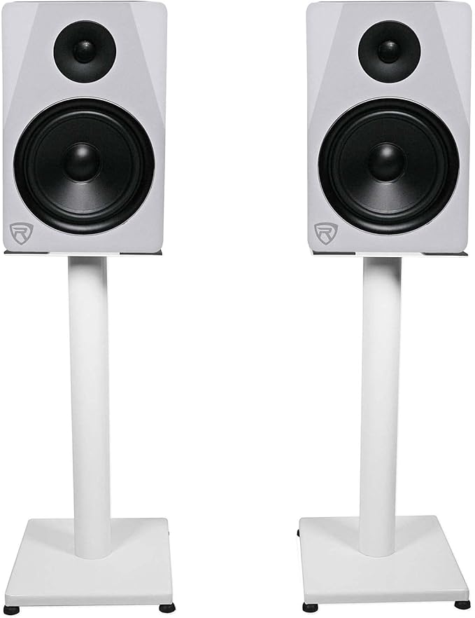 Rockville RS21W 21 inch Steel Bookshelf Speaker Stands, 60 lbs Capacity - Image 6