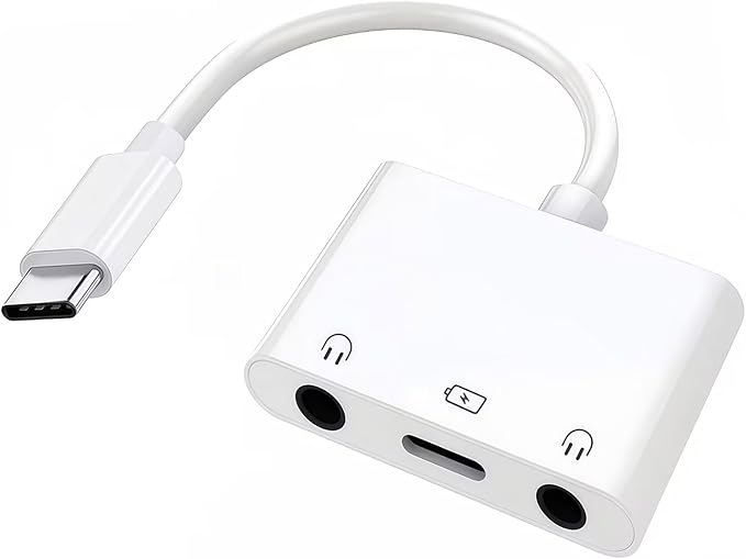 3-in-1 Aux to USB C Headphone Splitter USB-C to Dual 3.5mm Audio Adapter Dual by Hoenkeips