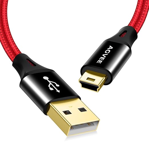 AGVEE 6.6ft Mini USB Cable, Braided Durable USB-A to Mini-B Charger Charging by AGVEE