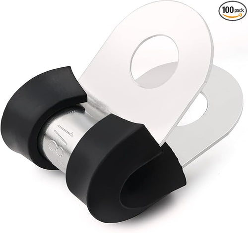 100PCS Cable Clamps 1/8 Inch 304 Stainless Steel Cable Clamps Rubber Coated by OURU