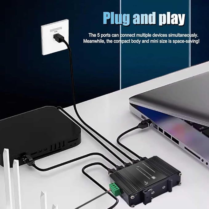 Industrial Managed 5 Port PoE Ethernet Switch, Mini Gigabit Networking Switch - Image 6
