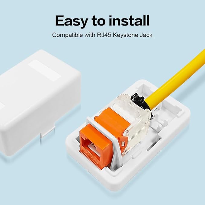 1 Port Keystone Jack Surface Desk Mount/Wall Mount Box 5-Pack White - Image 3
