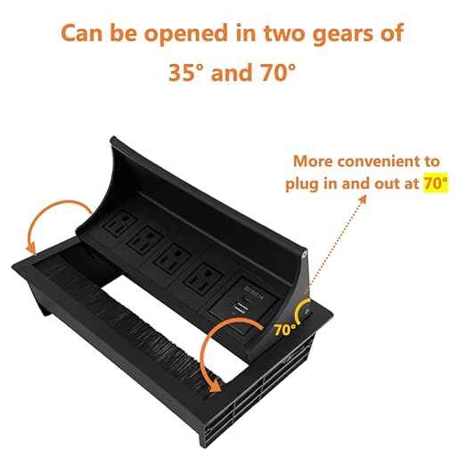 ZESHAN Brush Cable Cubby Connectivity Box Conference Table Power Box - Image 5