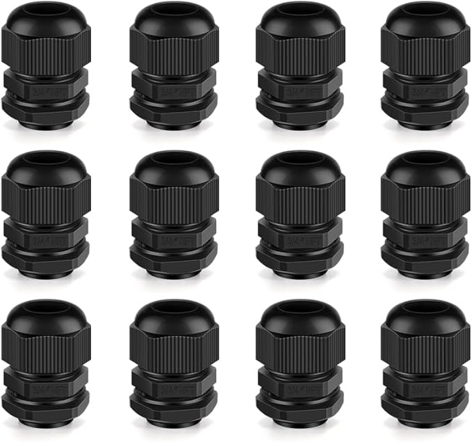 Cable Gland 12 Pack 3/4" NPT Waterproof Adjustable Connector Strain Relief Cord by CGELE