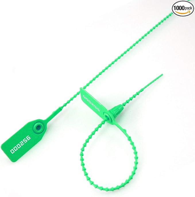 Leadseals 1000 Green Numbered Security Tags Plastic Tamper Proof Seals by LeadSeals