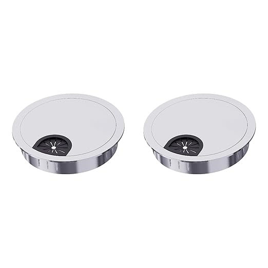 2 Pack Desk Grommet 3-1/8 Inch 80mm, Zinc Alloy Computer Desk Wire Hole Cover by Unknown