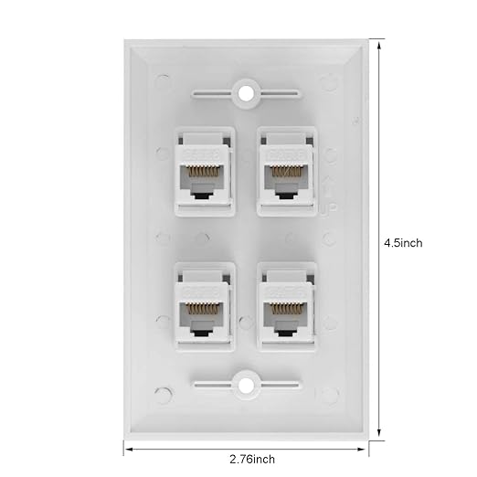 Ethernet Wall Plate, 4 Port Cat6 Female to Female Wall Jack Network RJ45 - Image 2