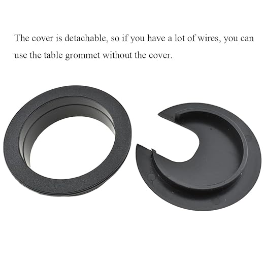HAHIYO 2Pcs 2Inch/50mm Black ABS Plastic U-Shaped Desk Grommet Wire Grommet - Image 3