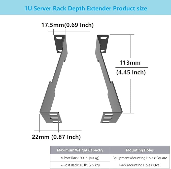 Jingchengmei 1U Server Rack Depth Extender - Image 2