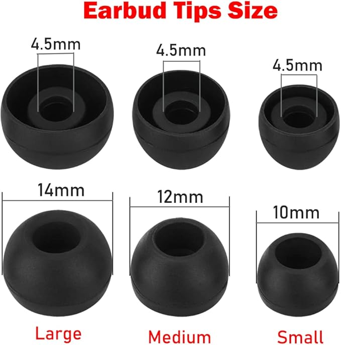 Earbud Tips - 9 Pairs Black Replacement Ear Tips Compatible - Image 5