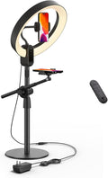 12" Ring Light with Stand and Phone Holder, Overhead Phone Stand, 2 Phone by SupeDesk
