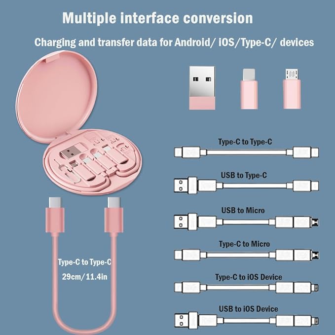 Multi USB C Adapter Kit, Charging Cable Case USB C to Type C/Micro/USB A - Image 4