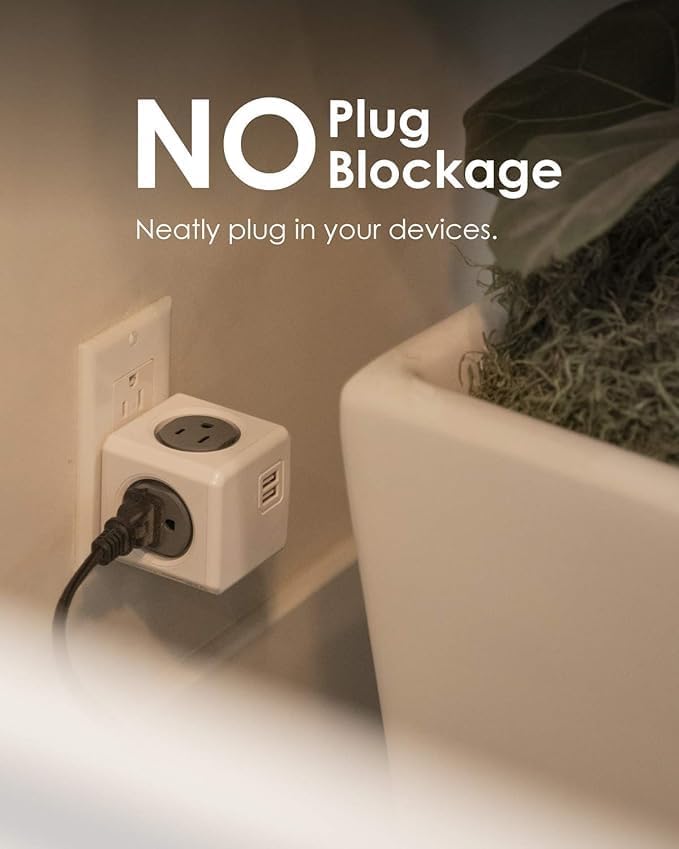 USB Wall Plug, Allocacoc PowerCube |Original|, 4 Outlets and 2 USB Ports - Image 5