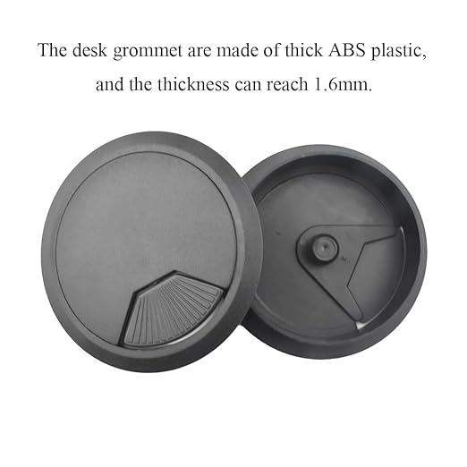 HAHIYO 2Pcs 3.15Inch/80mm Black ABS Plastic Sector-Shaped Desk Grommet Wire - Image 4
