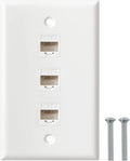 Ethernet Wall Plate, 3 Port Cat6 RJ45 Keystone Inline Coupler Wall Plate by BNPUHIU