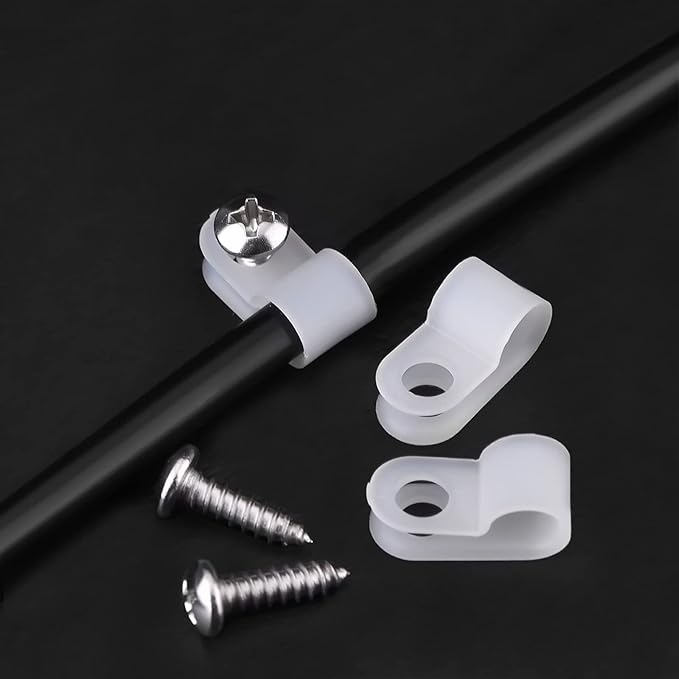 Hicarer 50 Pack R-Type Cable Clip Wire Clamp, Nylon Screw Mounting Cord - Image 2