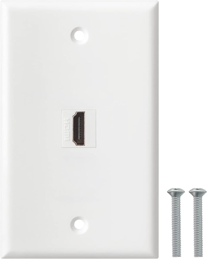 HDMI Wall Plate, 1 Port 4K HDMI Keystone Female to Female Wall Plate-White by BNPUHIU