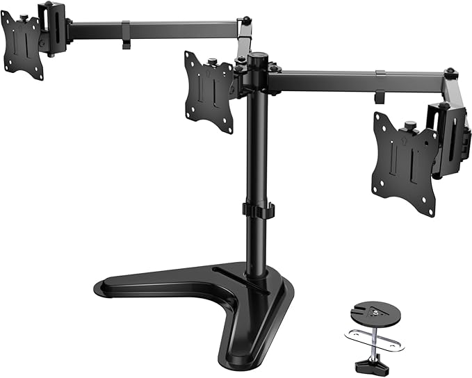 WALI Free Standing Triple Monitor Mount, Heavy Duty Triple Monitors Stand by WALI