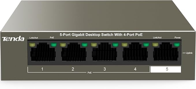 Tenda TEG1105P, 5 Port Gigabit PoE Switch Compatible by Tenda