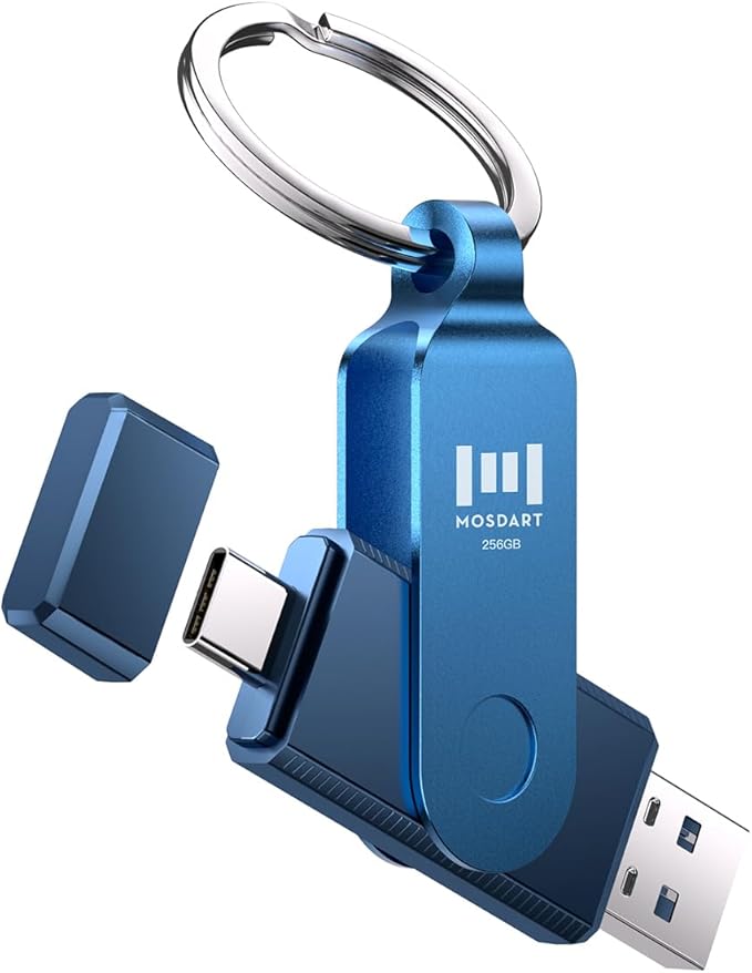 MOSDART 256GB Dual USB C Flash Drive, Speed Up to 150MB/S Type C 3.1 Thumb Drive by MOSDART