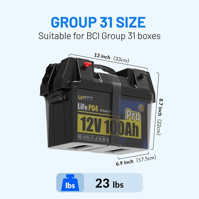 12V 100Ah LiFePO4 Lithium Battery, BCI Group 31, Deep Cycle Up to 15000 Cycles - Image 7
