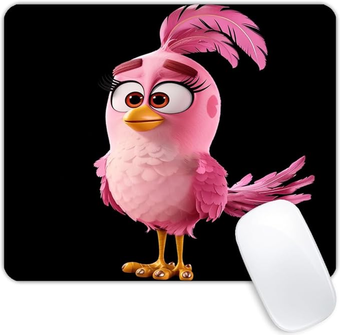Square Mouse Pad Cute Pink Bird-1, Gaming Mouse Pads by Goodsprout