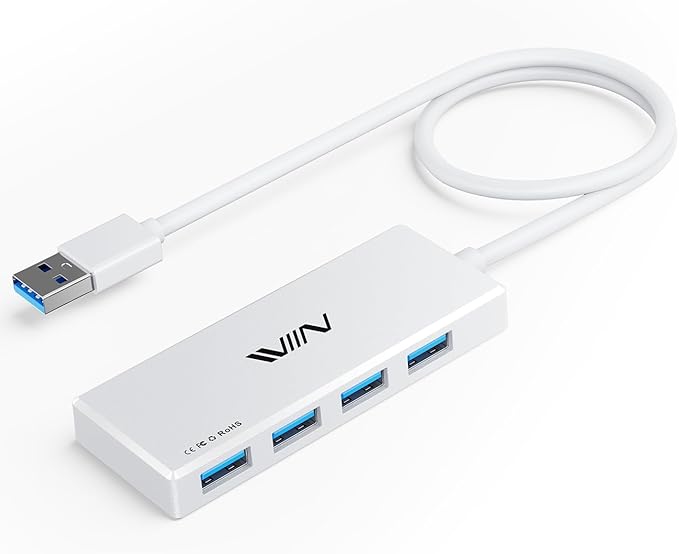 USB 3.0 Hub, 4 Port USB Splitter Extender Portable Adapter Multiport Data Hub by IVIIN