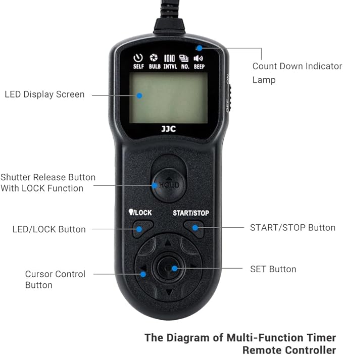 JJC Intervalometer Timer Remote Shutter Release Time Laspe - Image 5