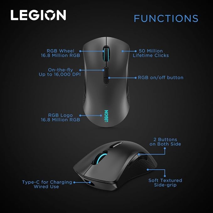 Lenovo Legion M600 RGB Wireless Gaming Mouse – 16, 000 DPI, 9 Programmable - Image 14