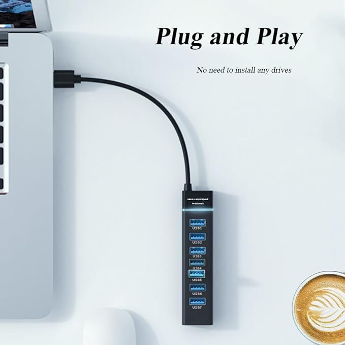 2 Pack 7 Ports USB Hub, High Speed Data Transmission Docking Station, Compatible - Image 5