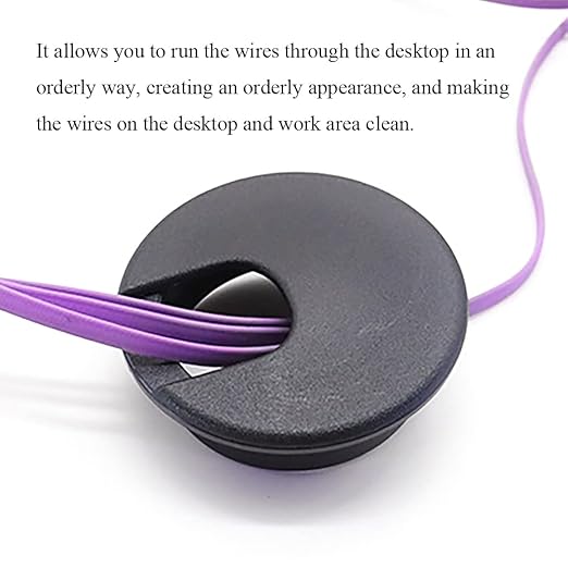 HAHIYO 2Pcs 2Inch/50mm Black ABS Plastic U-Shaped Desk Grommet Wire Grommet - Image 6