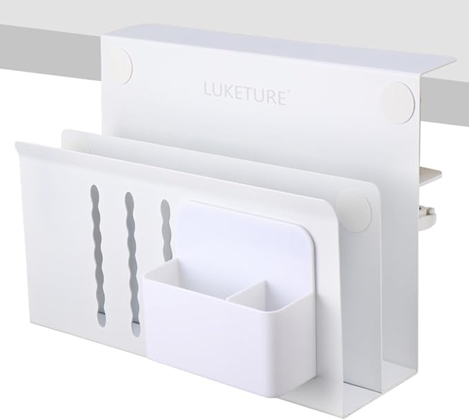 LUKETURE Laptop Holder, Steel Desk Side Storage, No Drill Standing Desk by LUKETURE