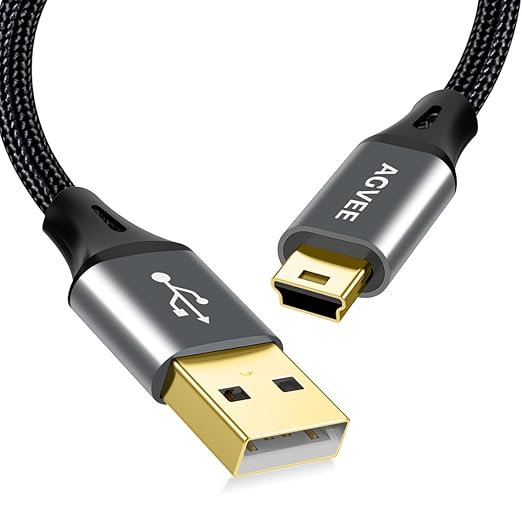 AGVEE 6.6ft Mini USB Cable, Braided Durable USB-A to Mini-B Charger Charging by AGVEE