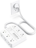Flat Plug Surge Protector Power Strip, HUNIAN 12 Widely Spaced Outlets by HUNIAN