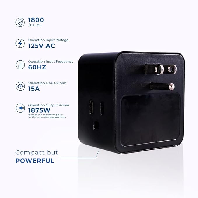 Clamper 3-Outlet Surge Protector 1800 Joules, - Image 3