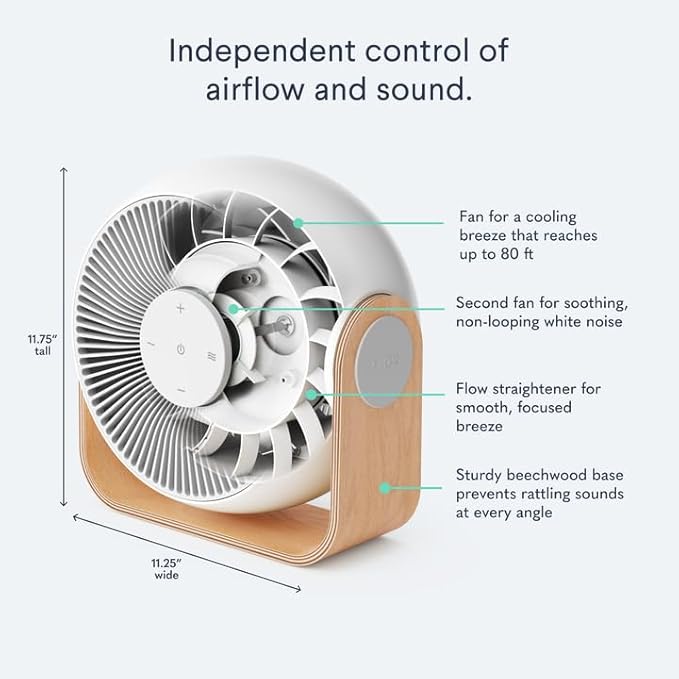 SNOOZ Breez 2-in-1 Smart Bedroom Table Fan & White Noise Machine - Image 3