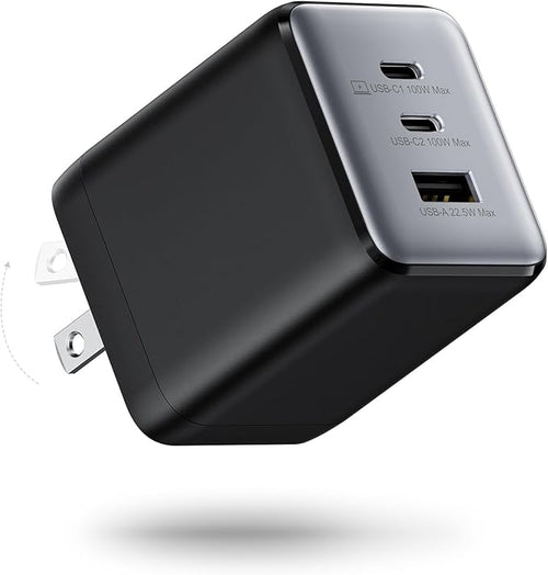 100W USB C Charger Block, 3-Port Compact Foldable Power Adapter USB Wall Charger by wegear