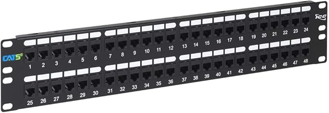 ICC CAT5e Feed-Through Patch Panel, 48 Port, 2U Rackmount, RJ45 Ethernet Patch by ICC